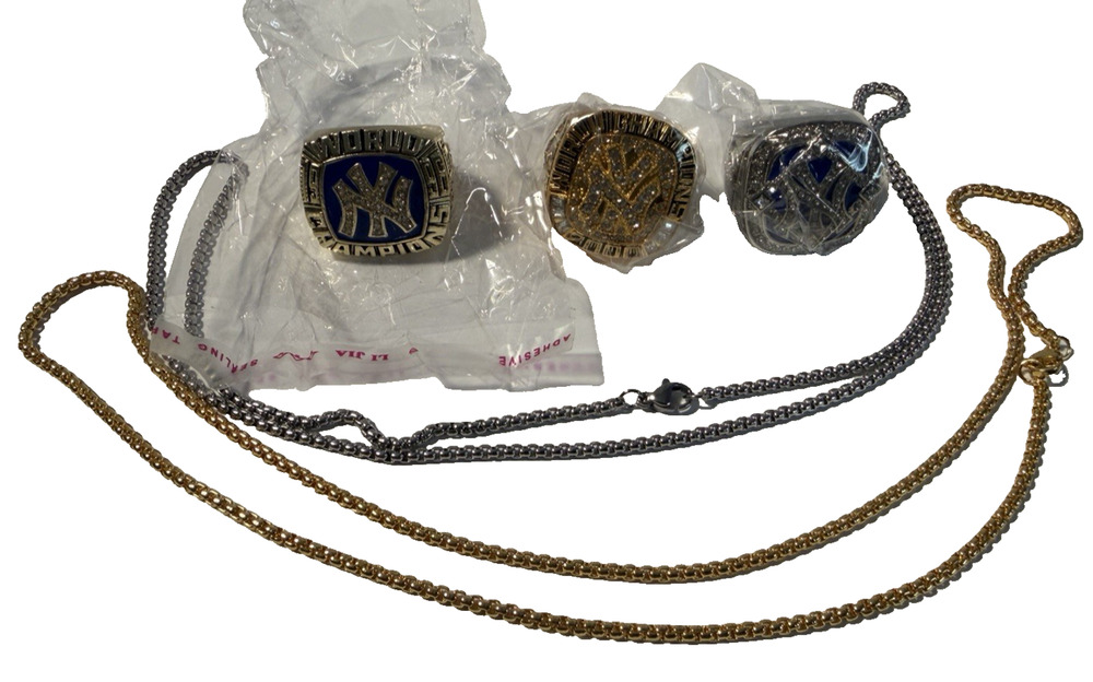 New York Yankees Championship Rings Commemorative Jeter 1996 2000 2009 W/Chains